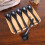 6Pcs Black Tableware Soup Spoons Handmade Flatware for Dining 11