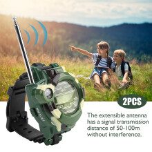 2 Stück 7-in-1 Kinder Walkie Talkie Uhr mit Nachtlicht, Kompass, Lupe, 50-100 m Reichweite