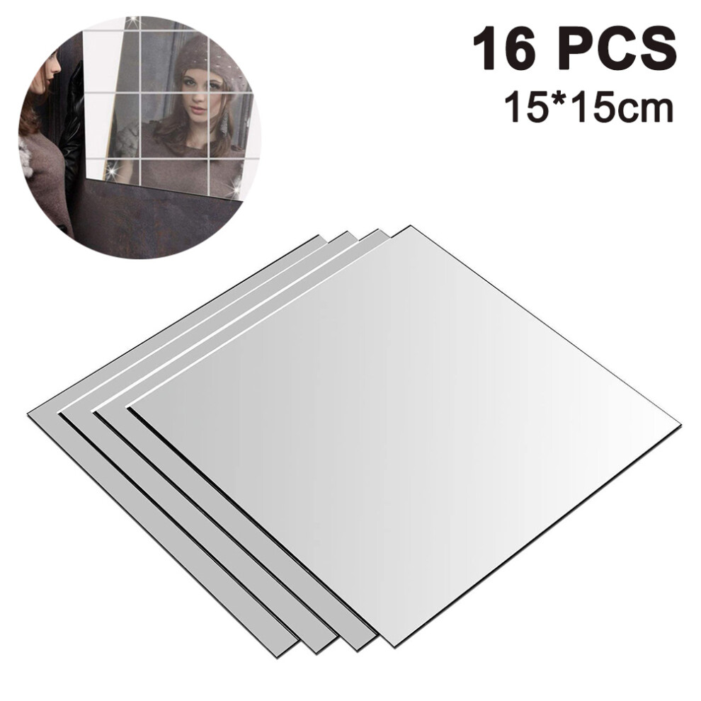 Square Decorative Mirror Tiles, Shatter-Proof, Interior Decoration, Multi Usages, Cuttable Mirror Wall Stickers For Dining Room, Kitchen, Gymnasiums