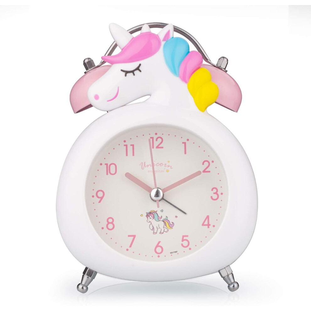 Kawaii Alarm Clock, Cartoon Cat Clock with Night Light Function, Battery Operated, for Kids Bedroom (Pink)