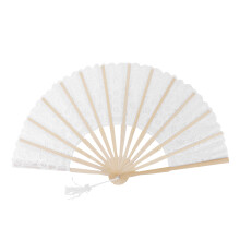 Leque dobrável de tecido feito à mão, com elegante padrão retrô, ideal para acessórios de casamento e decoração de casa. Leve e fácil de