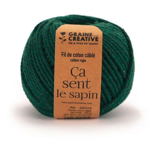 2 gomitoli di cotone per macramè Ø 2,5 mm x 80 m - verde scuro