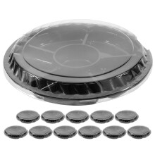 12Stk Pet - Und Snacktabletts, Rund, Mit Deckel, Ideal Für Büffets