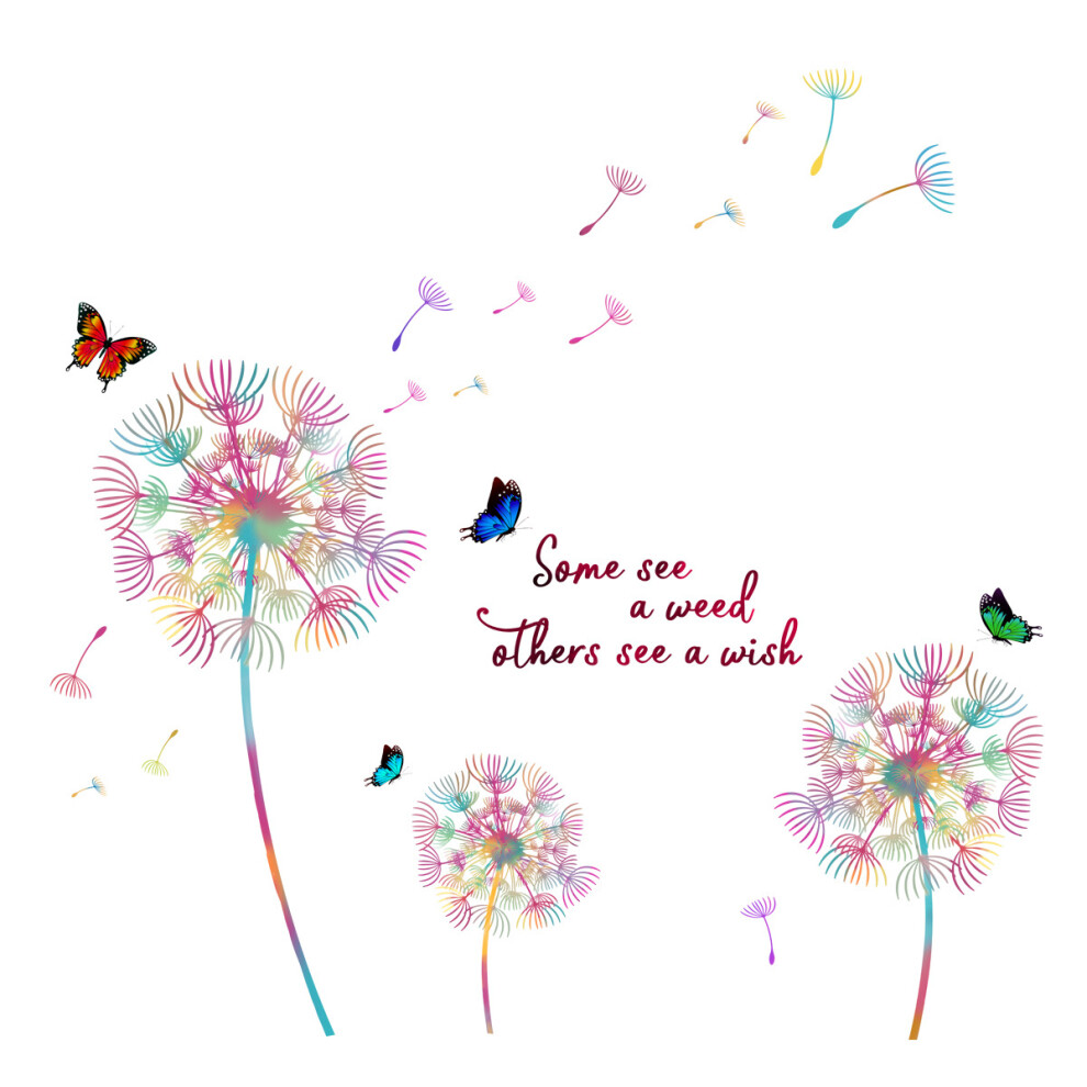 Flower Wall Decals, Falling Dandelions Decor for Girl's Bedroom, Eco-friendly Vinyl Removable Wall Art for Living Room, Self-adhesive Peel and Stick W