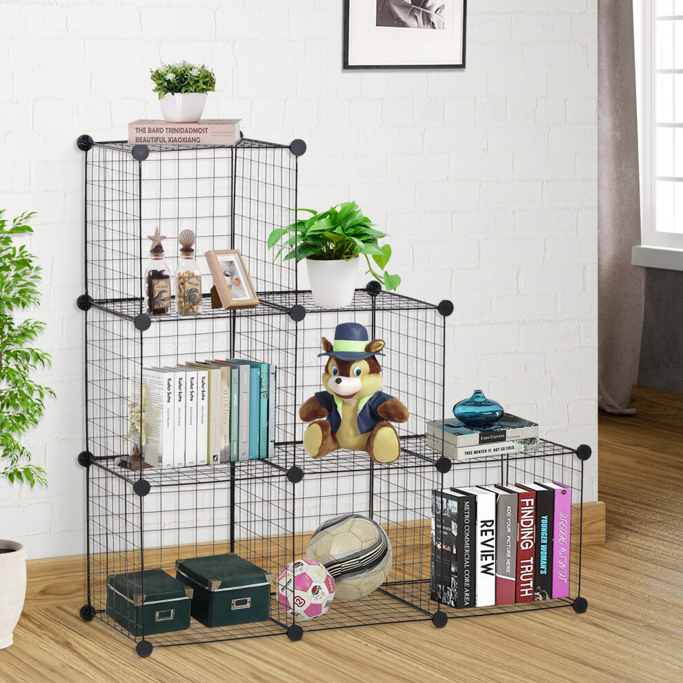 Homcom Diy 6 Cube Metal Wire Rack Interlocking Storage Cabinet Organiser Display Green