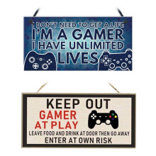 Slaapkamerdeurbordje, 2 stuks gaming deurbordjes, hangende gamingbordjes, grappige game-accessoires set met touw, verjaardagscadeau voor kamer,