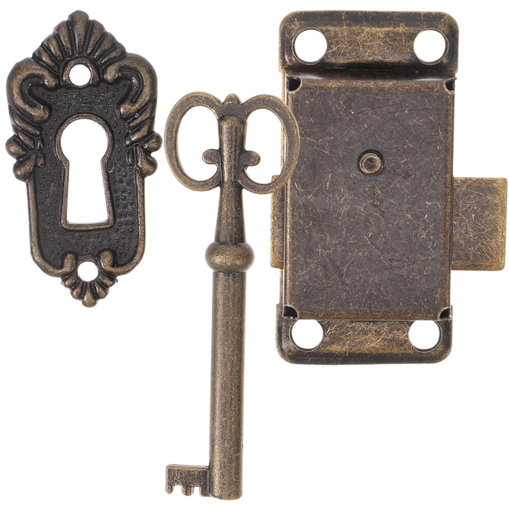 1Set Vintage Desk Lock Dark Brown Iron Zinc Alloy For Drawer Cabinet 3541031445400