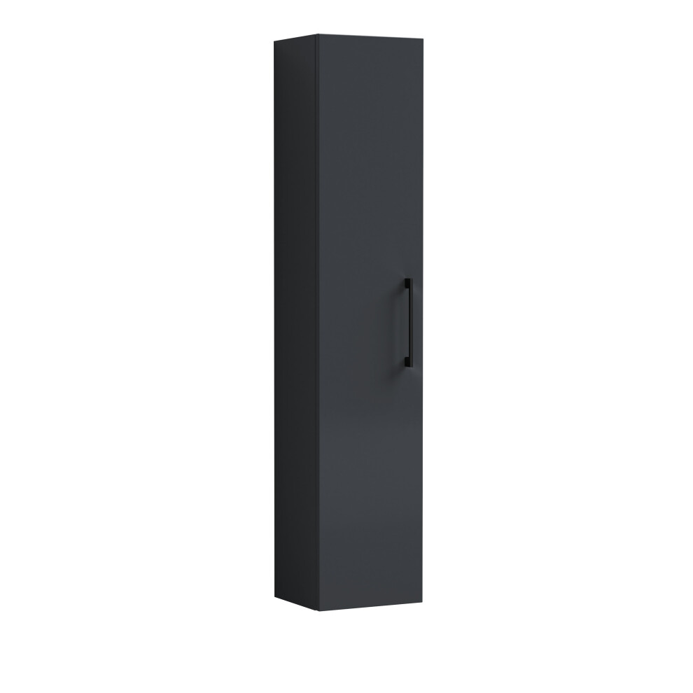 New Balterley 300Mm Wall Hung 1 Door Tall Unit – Satin Dark Grey With Black Handle, 1433 X 300 X 235Mm Black,Grey Bfle1461h018