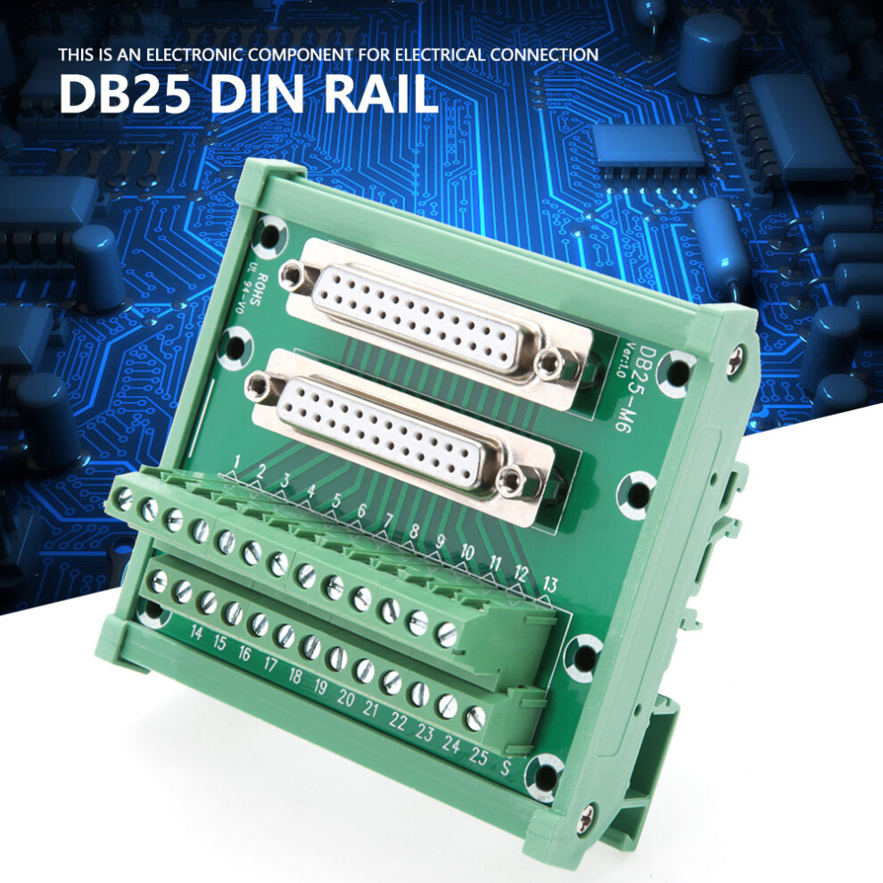 Db25-M6 Double Female Head Din Rail Terminal Block, Compact & Easy To Connect 5021364338276
