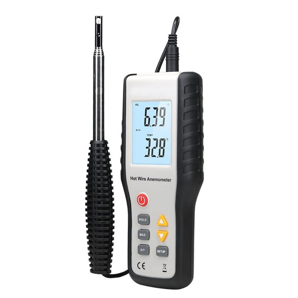 Duct Anemometer Thermal Handheld Air Flow Meter With Backlit Lcd Display For Hvac Induct Airflow And Wind Speed 9105992494552