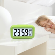 Digital Alarm Clock with Indoor Temperature, Battery Operated Digital Clock with Snooze Function, Smart Temperature Display and 12/24 Hour Display, Ni