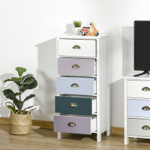 HOMCOM Chest of Drawers, 5 Drawer Storage Organizer Unit Bedroom, Blue