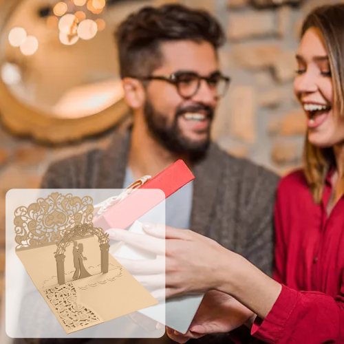 Διαχρονική Αγάπη, 3D Pop-Up Κάρτα Γάμου, Μοναδικό Σχέδιο Νύφης-Γαμπρού Κάτω από μια 2