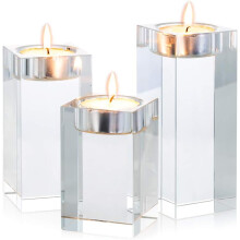 Luxurious Crystal Candle Holders, Clear Tea Light Holders for Romantic Atmosphere, Square Candle Stand, Quality Crystal Glass, Enhances Wedding Scenes