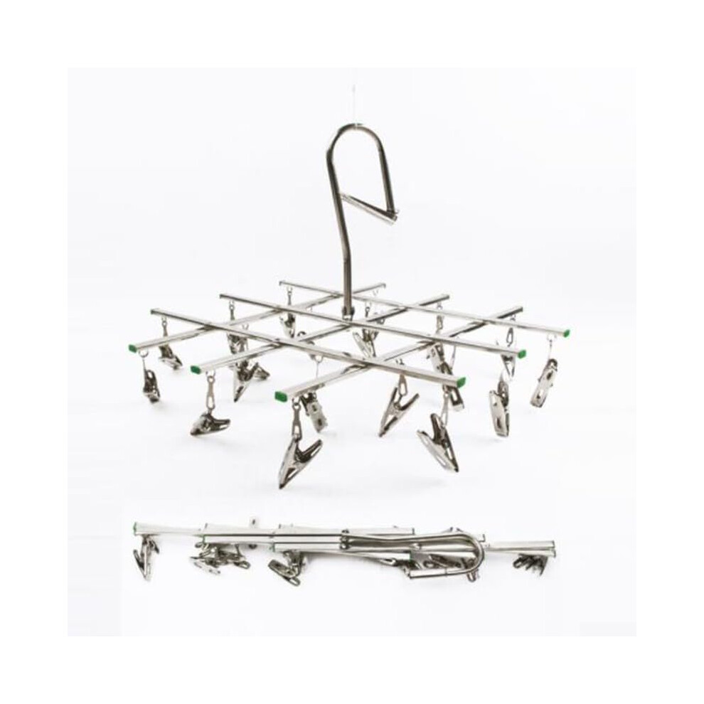 Stainless Steel Folding Laundry Hanger Drying Rack With 20 RustResistant Clips For Underwear And Baby Clothes Size S