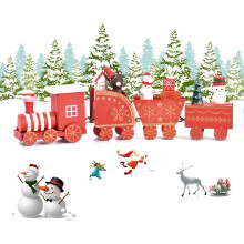 Trem de Natal de madeira encantador, presente perfeito para crianças com design fofo, ideal para decoração de festas (cores vibrantes)