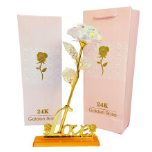 Regali romantici di compleanno, regali di fiori di cristallo, regali unici per donne, rose decorative artigianali, rose arcobaleno eterne per