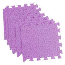 6Pcs Thickened EVA Leaf Grain Puzzle Play Mat Tiles Interlocking Cushioned NonSlip Purple Floor Mats For Living Room