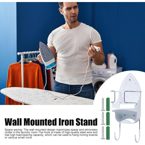 Wall Organizer Rack Heatproof Keeper Foldable Mounting Bracket Compact Storage Frame White Finish Laundry Room Accessory 1