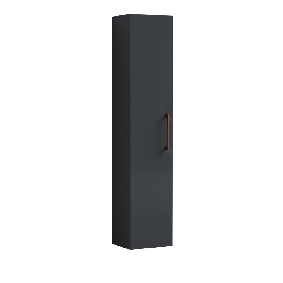 New Balterley 300Mm Wall Hung 1 Door Tall Unit – Satin Dark With Copper Handle, 1433 X 300 X 235Mm Grey Bfle1461h019