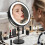 Height Adjustable Makeup Mirror with Touch Switch Control, 10X Magnifying Mirror Featuring Even LED Lighting, Double Sided LED Lighted Makeup Mirror w 7