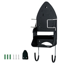 Sturdy Iron And Accessories Storage Shelf Wall Mounted Designs Easy Install Iron Stand With Hook Model 102 Black