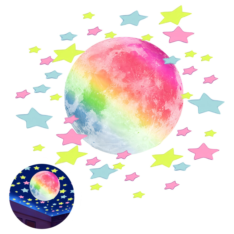 Glow In The Stars Stickers, Stars Decals Decor For Ceiling, Adhesive 108Pcs 3D Glowing Stars And Moon, Starry Sky Shining Decoration, For Kids Be Dark