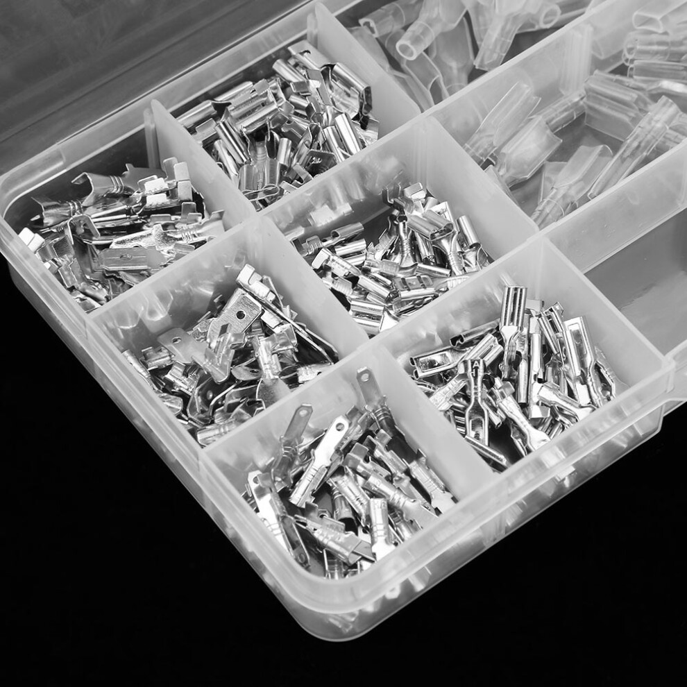 270Pcs Male Female Spade Crimp Terminal Kit 2.8-6.3Mm Insulated Sleeves 7691364340609