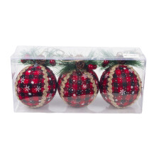 Decorative Ball Ornaments for Farmhouse Oversized Buffalo Plaid Decorations, 9 Reusable Non-toxic Lightweight Wear-resistant Red Black Christmas Decor
