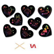 Ungiftige Regenbogen-Kratzbilder zum Valentinstag, Valentinstagsgeschenke für Kinder mit 12 Teilen Valentinstags-Kratzbildern, ca. 10 x 11 cm