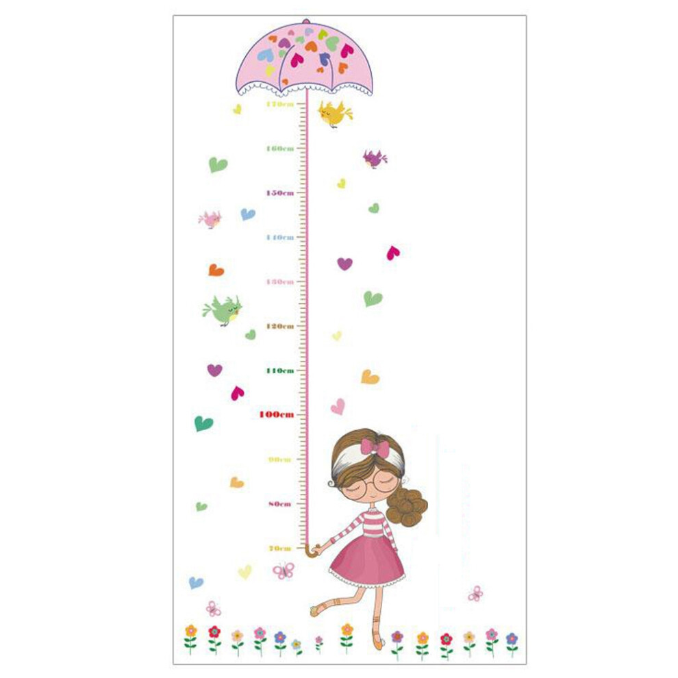 Height Growth Chart Stickers Cute Tree Birds Butterflies Cartoon Wall Stickers Height Measurement Wall Decals For Kids Room Nursery Playroom Bedroom D
