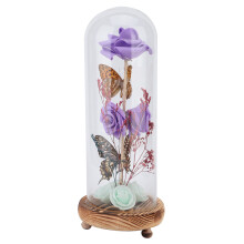 Presentes para ela em todas as ocasiões, decoração com fita de LED, rosa preservada em cúpula, símbolo do amor eterno, artesanato feito à mão,
