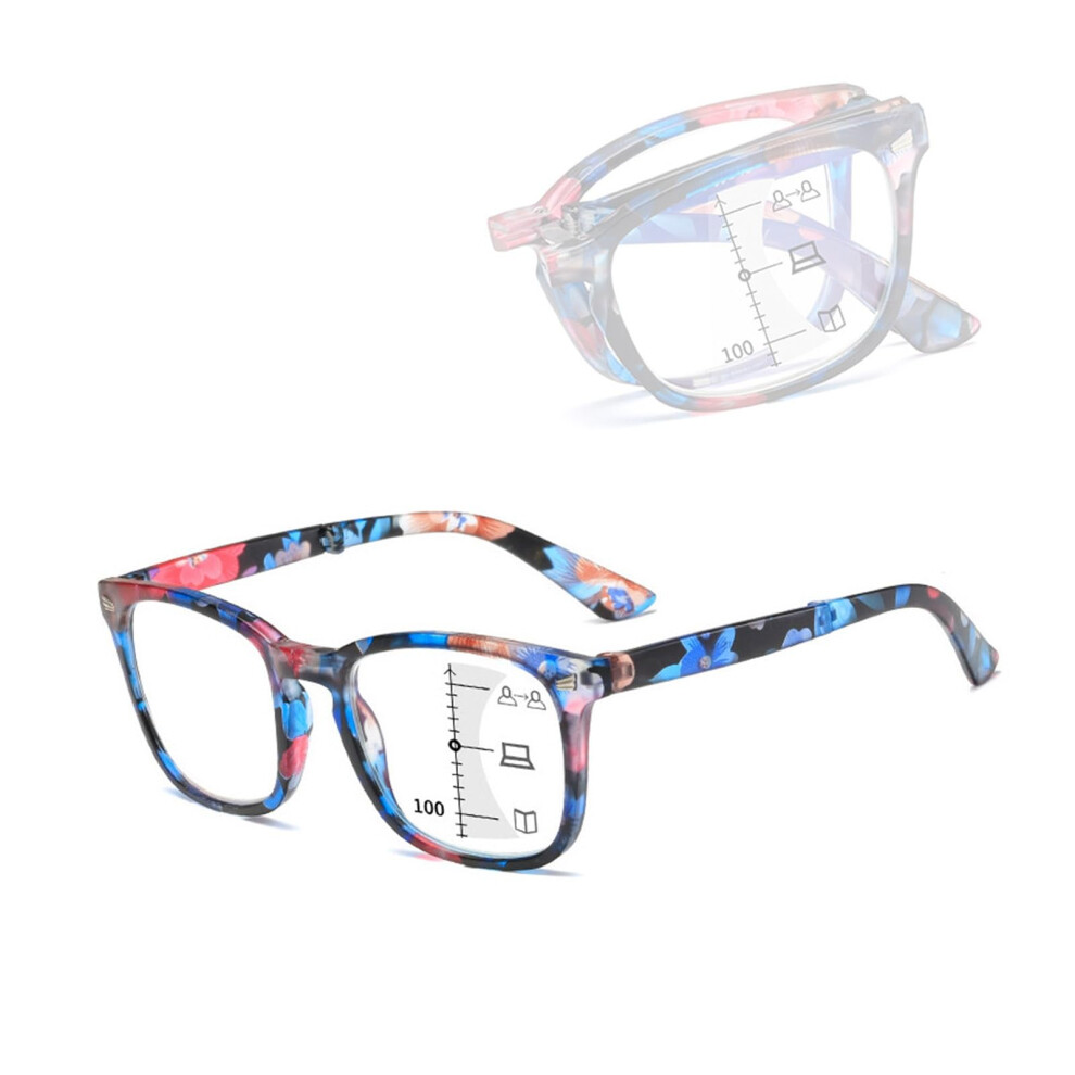 Blue/Light Lightweight Fold Blocking Reading Glasses For Women And Men Progressive Multifocus Computer Readers Size 3.5X
