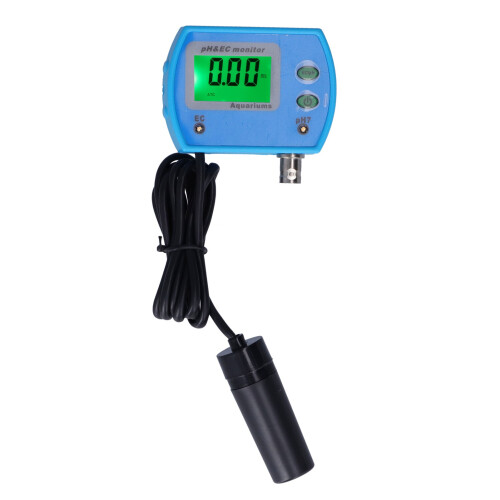 Medidor digital de qualidade da água para pH e temperatura com eletrodo BNC substituível, calibração automática, display duplo com função de 1