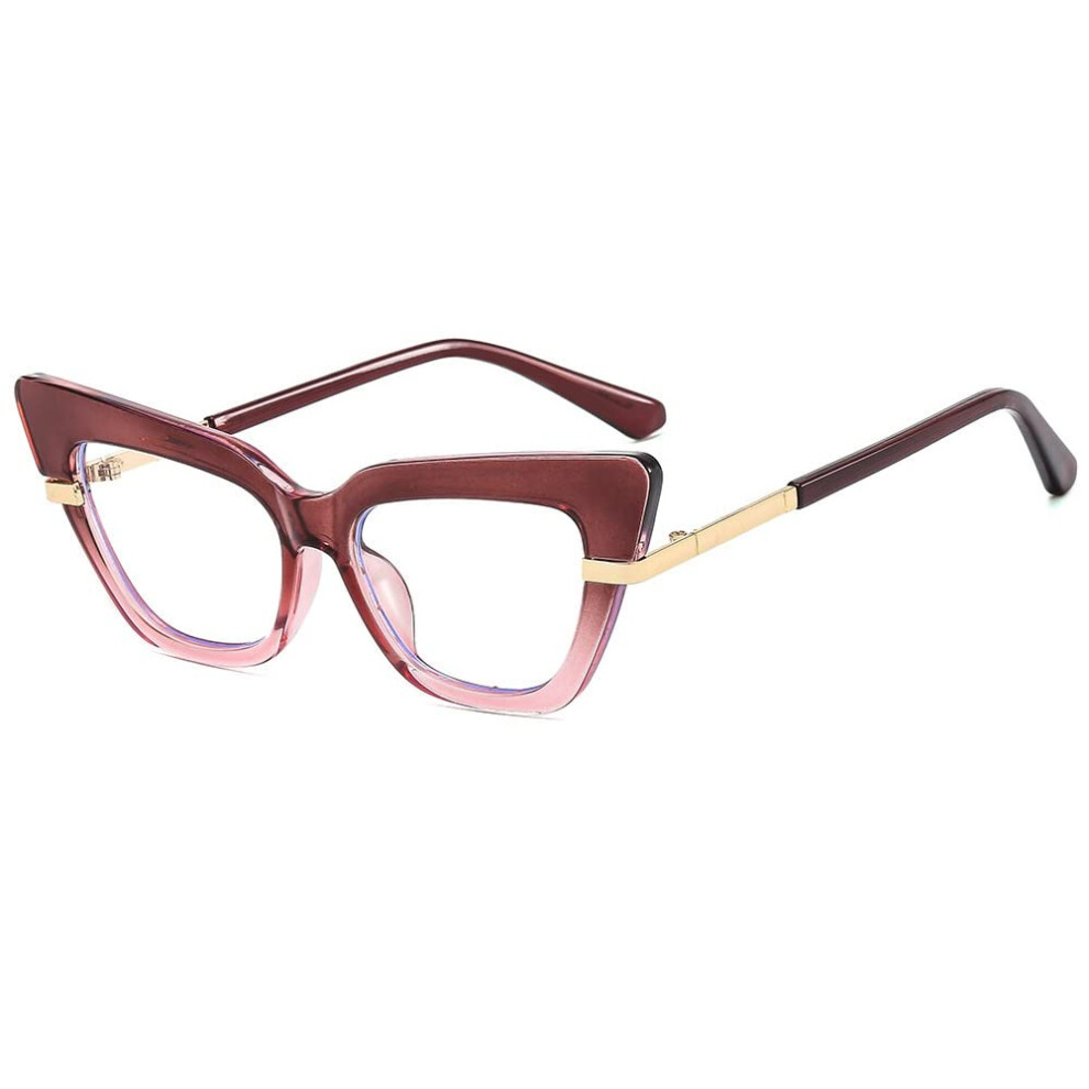 Blue,Red Computer Readers Cat Eye Glasses For Women, Mirror Eyeglasses, Blue Light Blocking, Anti Eye Strain, +3.50 Diopters, Red