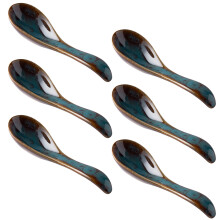 Set of 6 Delicate Ceramic Serving Spoons with Artistic Styles-A