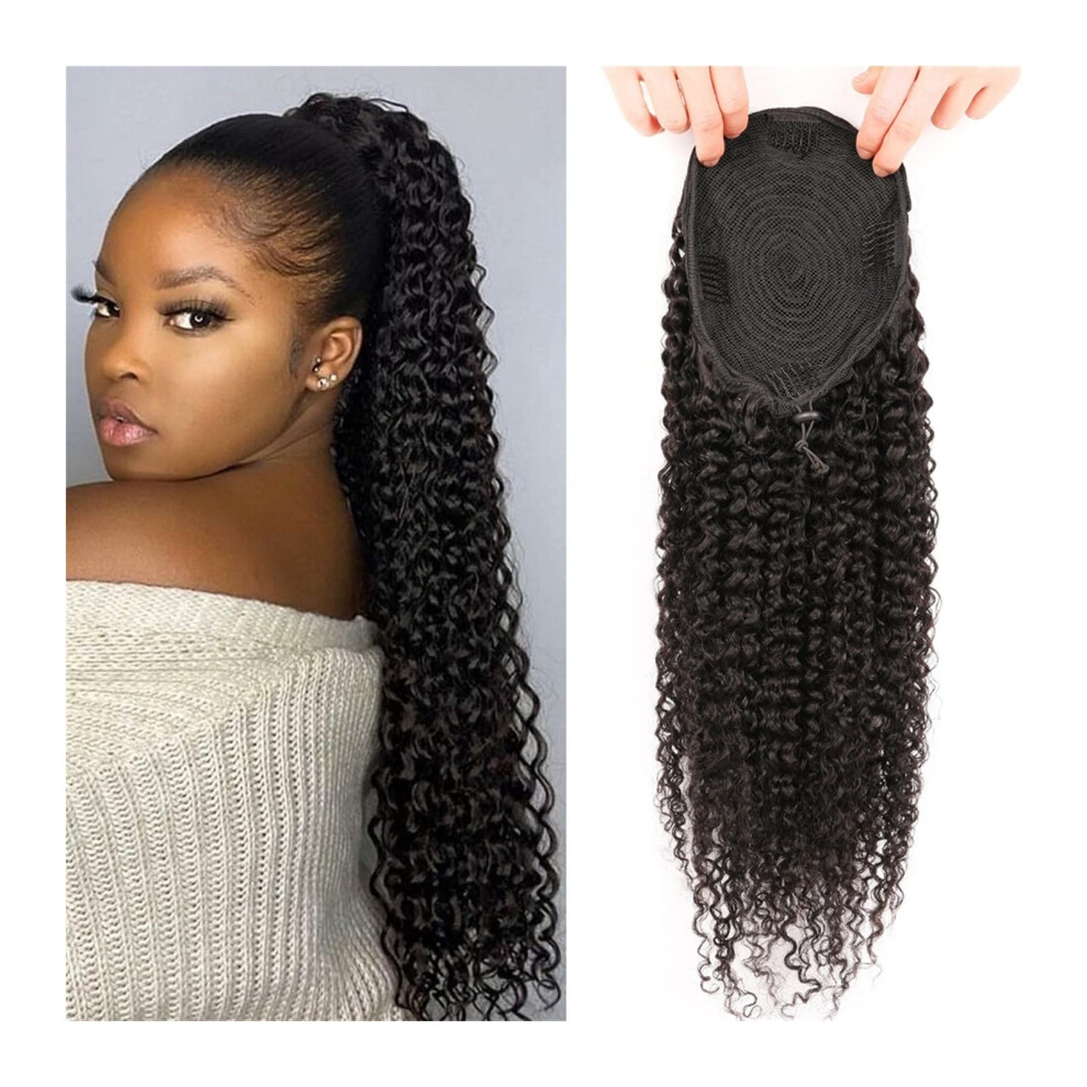 Unisex Black Hair Chignon 1226 Inch Curly Hair Drawstring Ponytail Wig, Real Hair, Bun Hairpiece Comb, 16 Inch 100G