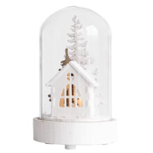 Kerst LED-decoratie, 6-uurs timer, elegante glazen koepel met hars sneeuwbol en 20 warmwitte LED-lichtsnoeren voor op tafel, bureau en bed.