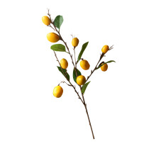 Galhos de limão artificiais semi-artesanais, decorações de frutas simuladas para uso multifuncional em arranjos florais DIY e arte de parede,