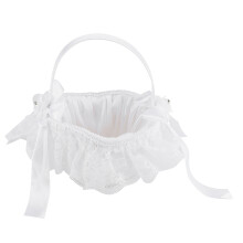 Wedding Ceremony Flower Girl Baskets With Pearl Trim Decorative Wedding Flower Baskets Elegant Lace Wedding Accessories Rustic Burlap Flower Girl Bask
