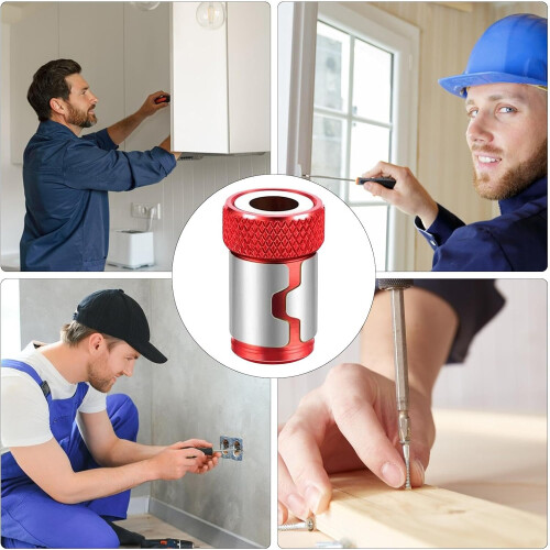 Magnetic Driver Ring For Hex Driver, Removable Magnetizer, Magnetized Screw Catcher, Red Driver Bit Head Magnetic Ring 2