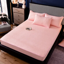 Quilted Fitted Mattress Pad Protector Waterproof Breathable Thick Fiber Filling Mattress Cover 180x200cm Pink