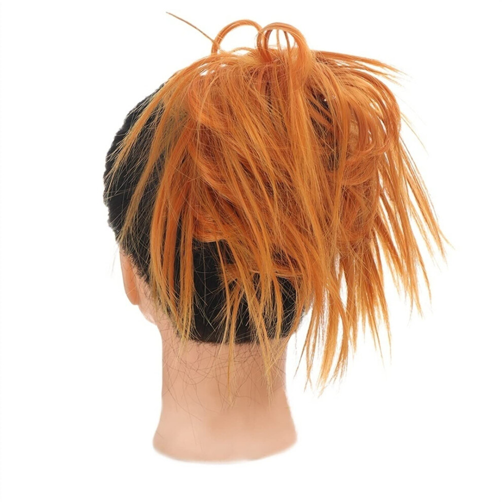 Unisex Hair Bun Extensions Elastic Band Synthetic Chignon Messy Bun Curly Wavy For Women