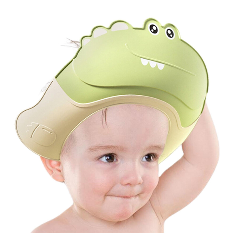 Baby Shower Cap Soft Adjustable Bathing Visor For 09 Years Eye And Ear Protection Shampoo Protection Shield Green