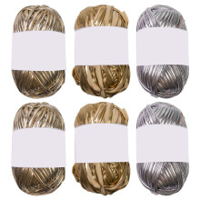 6 Pcs Metallic T-Shirt Yarn Polyester Yarn Fabric-golden silver