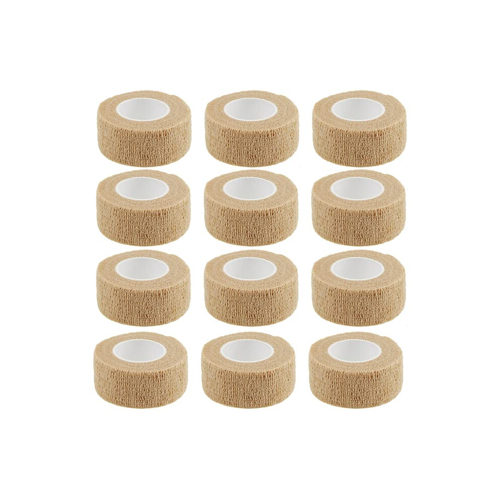 Beige Self Adherent Wrap 2.5 Cm Wide 12 Roll Pack Cohesive Bandage For Pets And Ankle Sprains