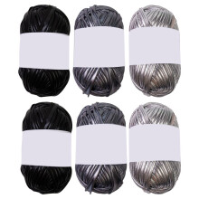 6 Pieces Metallic T-Shirt Yarn for Handmade-black gray silver