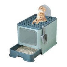 Plastic Litter Box Cats Rabbit Odor Control Not Stick-Green