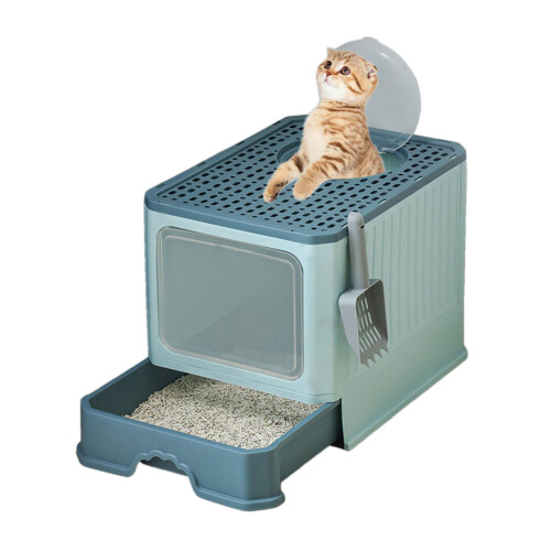 Plastic Litter Box Cats Rabbit Odor Control Not Stick-Green
