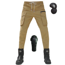 AntiFall Racing Riding Pant FourSeasons Cycling Trousers With 2 Pairs Protective Pads Motorbike Cargo Khaki XS